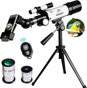 Good Partner to View Moon and Planet for Kids and Beginners Telescope Gskyer 80mm Aperture Astronomy Refractor Telescope with Smartphone Adapter and Wireless Camera Remote 